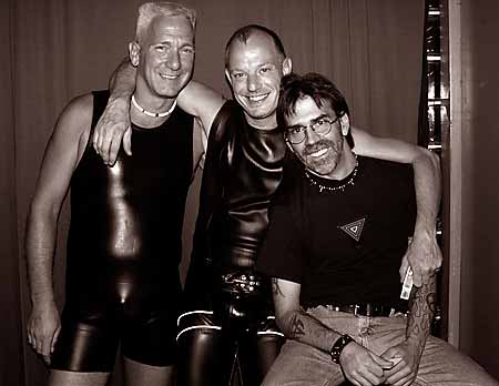 Bryan Brandt (c) of Barbdwyr, Rizz of CheapTRX (r), St Louis