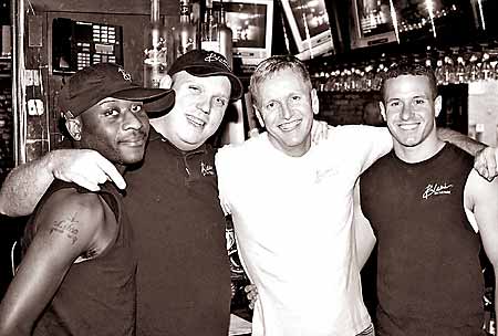 Antonio, Ray, Doug, and Forrest behind the bar at Blake's