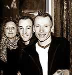 Muriel with waiters Phil and Philippe, Au Tibourg