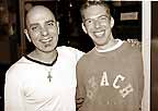 Johnny (l.) is turning 40! (June 21, 2001), with Vaughn at Q Zone, Montreal