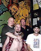 Bar staff with owner Jimmy (top right) of Bike Stop