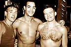 Directeur Michel (l) with barmen Johann & Gilles at Bar L'Impact (Paris) where it's been 100% naked since 2001