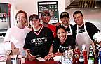 Rick (l) with staff at Hunky�s