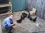 Karl Wilder with his organic chickens at The Country Club