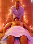 Wayne gives a massage at Skinny Dips Resort and Spa, Cairns